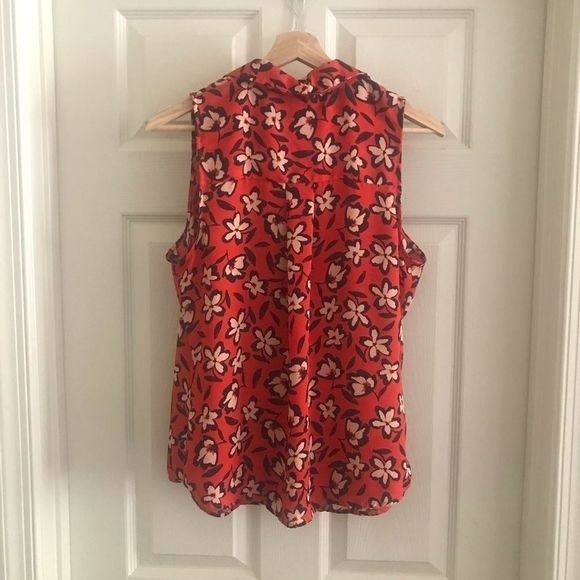 WHO WHAT WEAR Top Sleeveless Button-Down Red/Black/White Size M - Picture 3 of 8